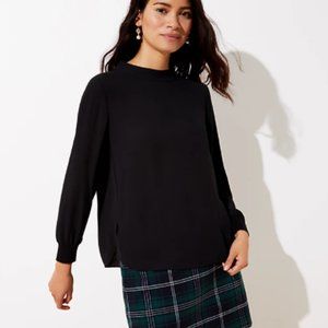 LOFT | Mock Neck Button Back Top